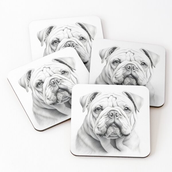 Item preview, Black and white bulldog pencil drawing designed and sold by Pencil-Art.