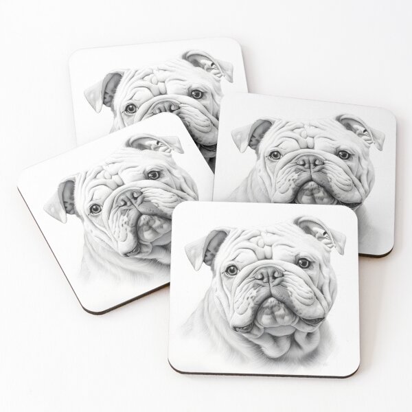 Item preview, Black and white bulldog pencil drawing designed and sold by Pencil-Art.