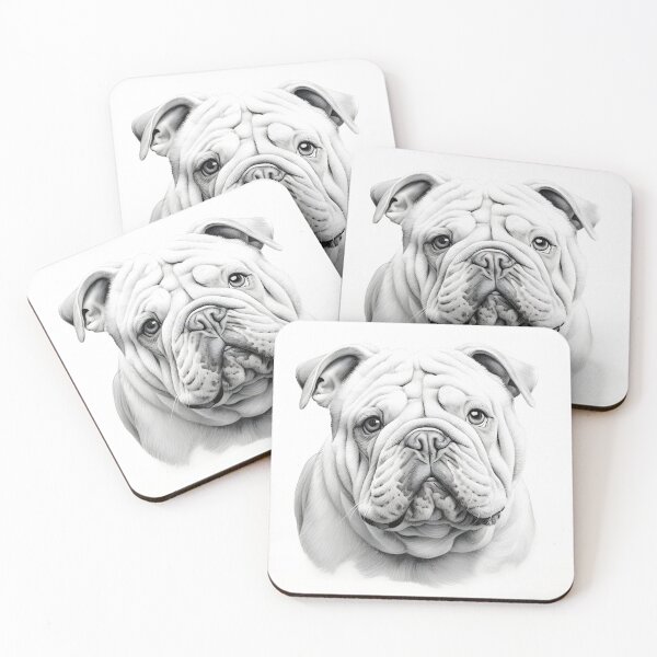 Item preview, Black and white bulldog pencil drawing designed and sold by Pencil-Art.