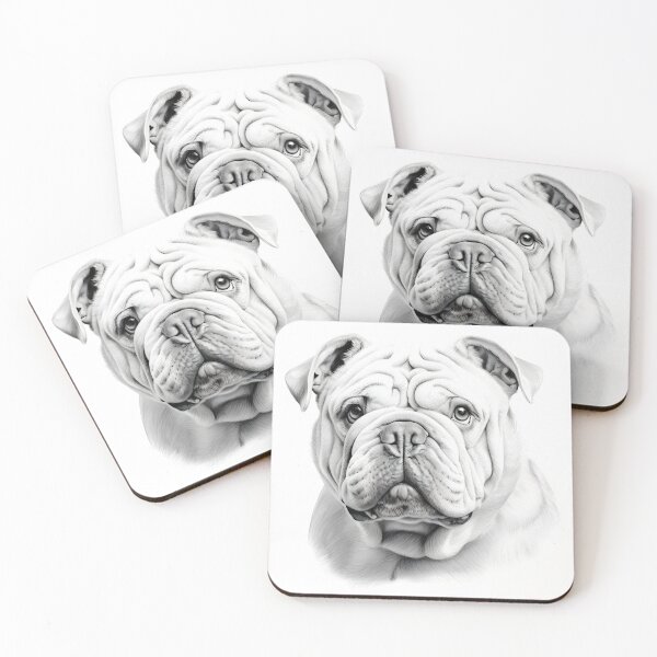 Item preview, Black and white bulldog pencil drawing designed and sold by Pencil-Art.