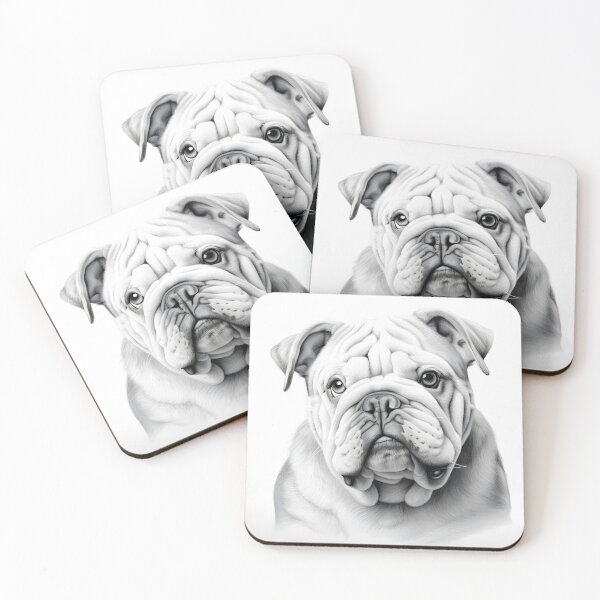 Item preview, Black and white bulldog pencil drawing designed and sold by Pencil-Art.