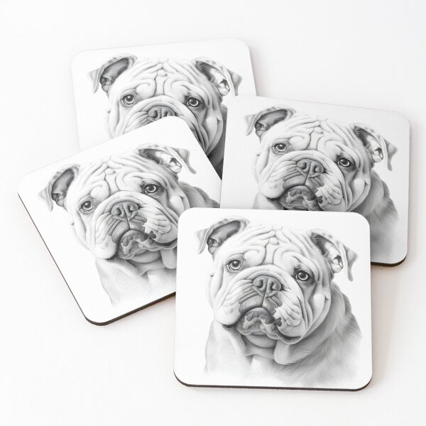 Item preview, Black and white bulldog pencil drawing designed and sold by Pencil-Art.