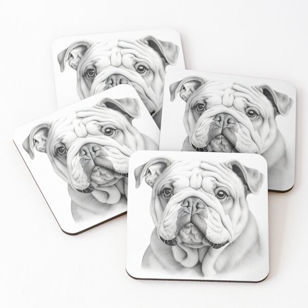 Item preview, Black and white bulldog pencil drawing designed and sold by Pencil-Art.
