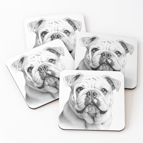 Item preview, Black and white bulldog pencil drawing designed and sold by Pencil-Art.