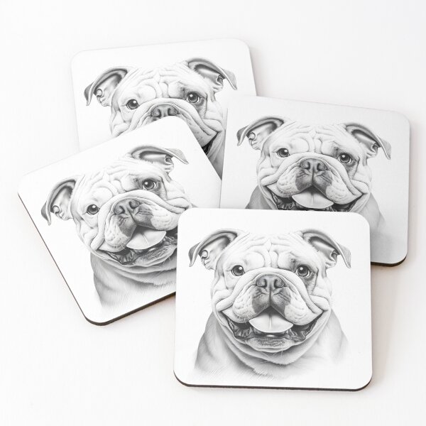 Item preview, Black and white bulldog pencil drawing designed and sold by Pencil-Art.