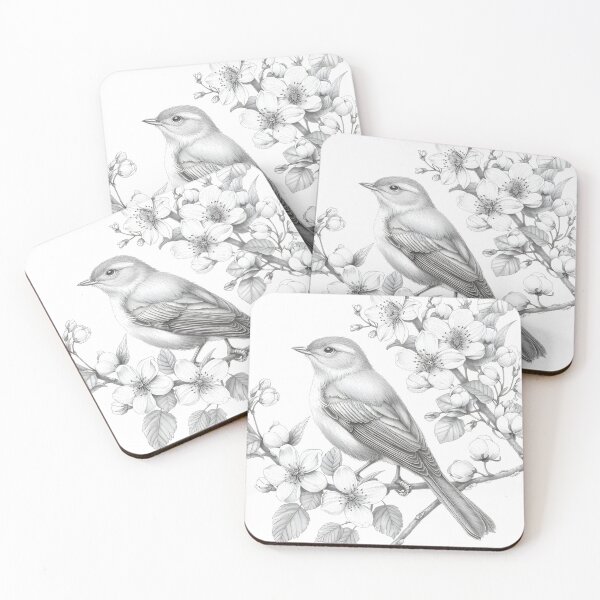 Item preview, Black and White Bird Pencil Drawing designed and sold by Pencil-Art.