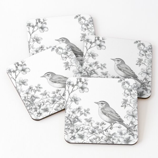 Item preview, Black and White Bird Pencil Drawing designed and sold by Pencil-Art.