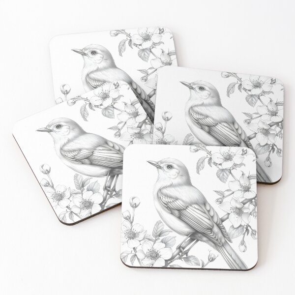 Item preview, Black and White Bird Pencil Drawing designed and sold by Pencil-Art.