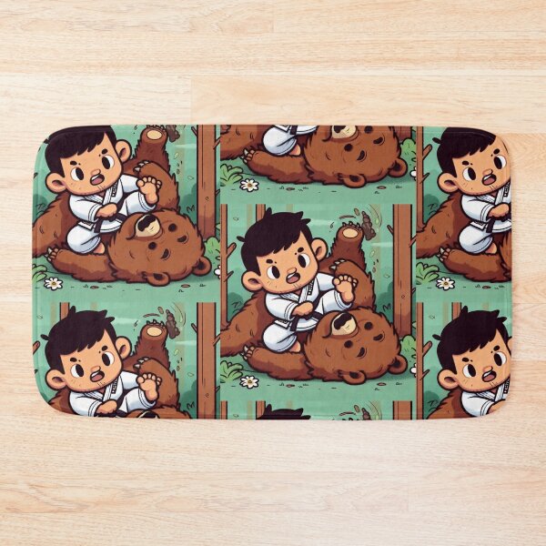 Item preview, BJJ Fighter bear cute cartoon style white gi designed and sold by Martial-Art-23.