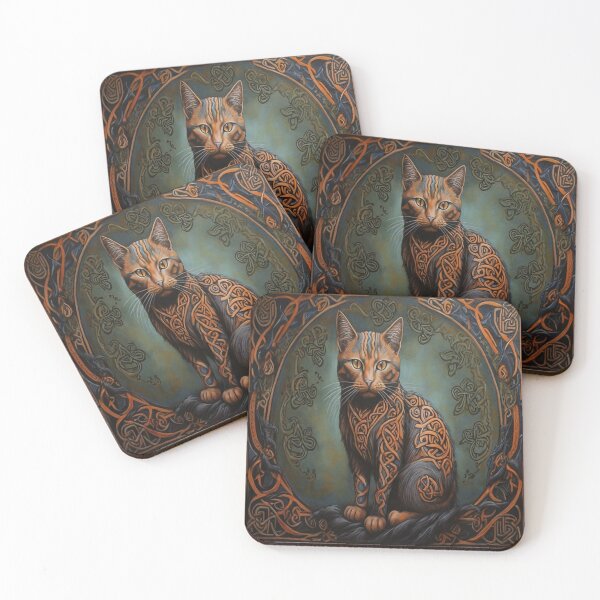 Item preview, Cat Animal Art Celtic Knot designed and sold by druidwolfart.