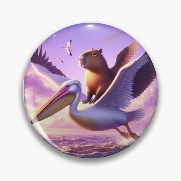 Item preview, Capy and Pelican-Purple Sky1 designed and sold by Capybara Art Lover.