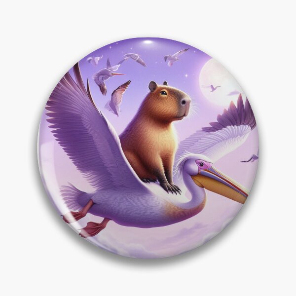 Item preview, Capy and Pelican-Purple Sky2 designed and sold by Capybara Art Lover.