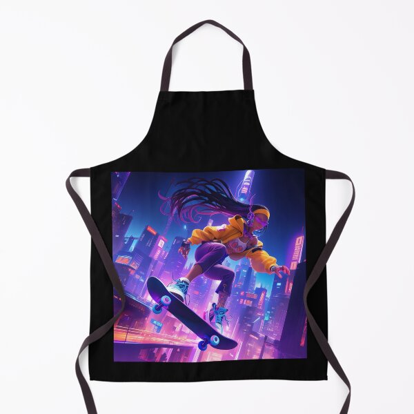 Item preview, Urban Skateboarder Vibes in Neon City - Electric Night Skate Illustration designed and sold by KACTUSNZ.