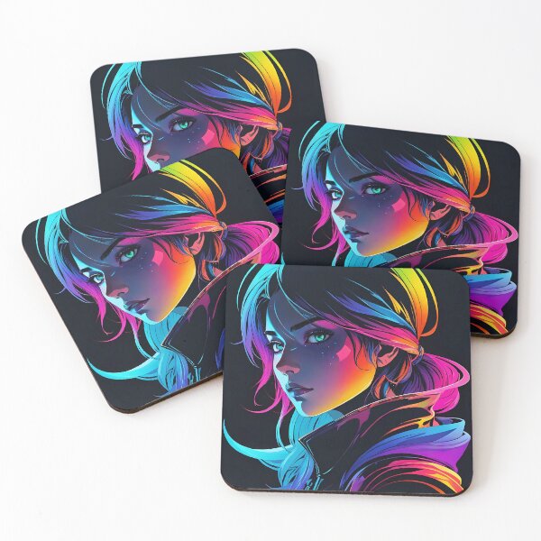 Item preview, Neon Rainbow Girl Portrait on Dark Background designed and sold by ByteyCreatives.