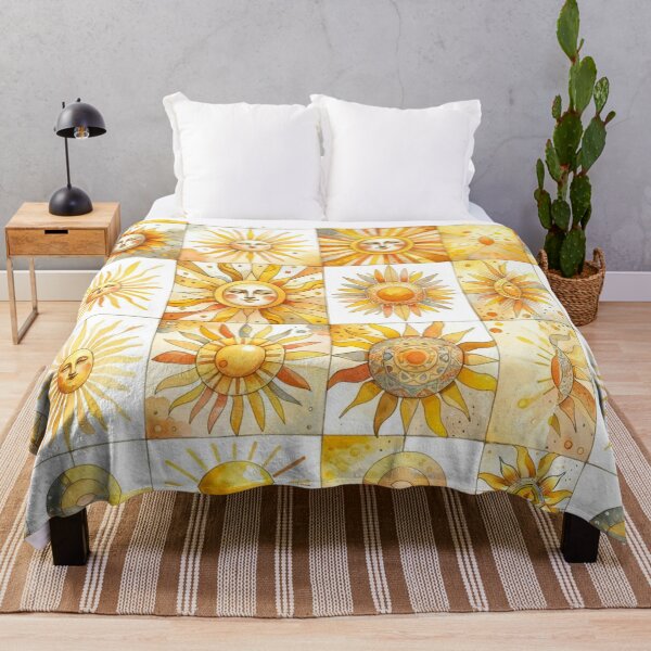 Item preview, Retro Sunshine Pattern Watercolor Phone Decor Tapestry Cute Teenager Decor designed and sold by AlexisValeska.