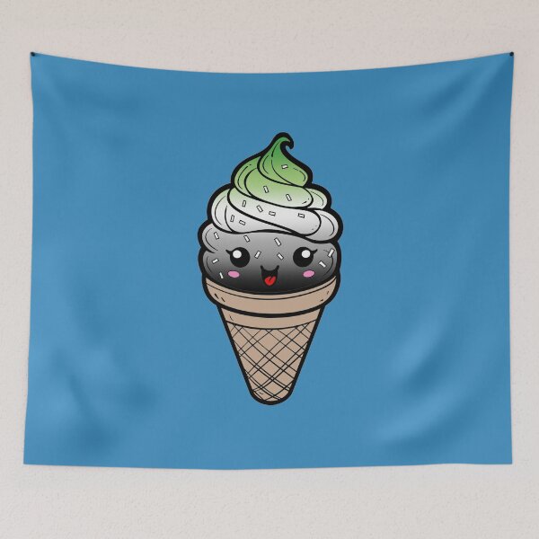 Item preview, Sweet Aromantic Pride Flag Ice Cream, Subtle Aromantic Kawaii Ice Cream Cone Design designed and sold by Travelslightly.