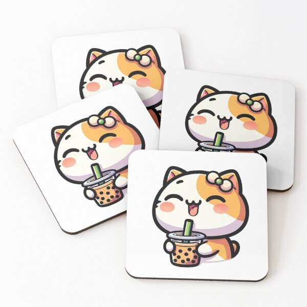 Item preview, cute cat drinking boba designed and sold by FerdiEverywhere.