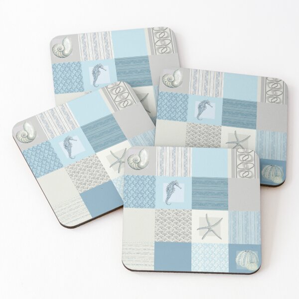 Item preview, Coastal Collection Patchwork in Blue and Neutral designed and sold by LisaLeQuelenec.
