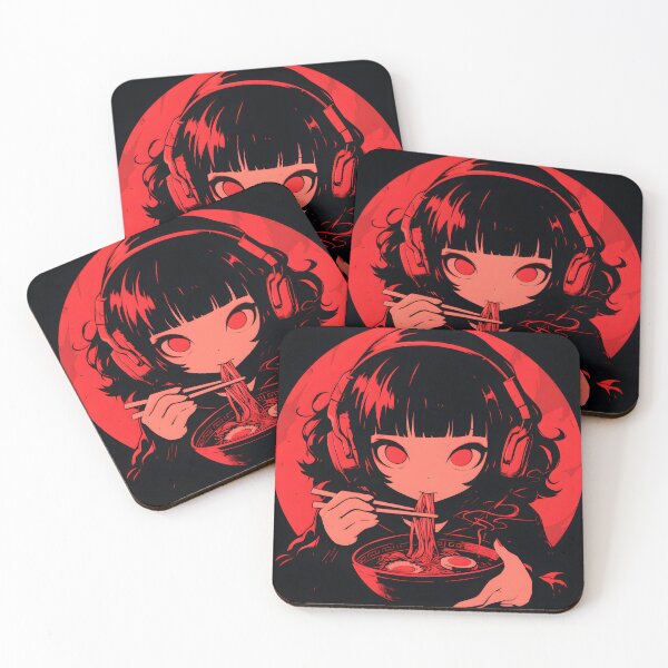 Artikelvorschau, Manga Girl With Headphones Eating Noodles entworfen und verkauft von CoolMantras.