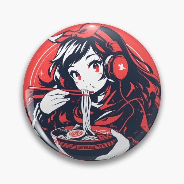 Artikelvorschau, Manga Girl With Headphones Eating Noodles entworfen und verkauft von CoolMantras.