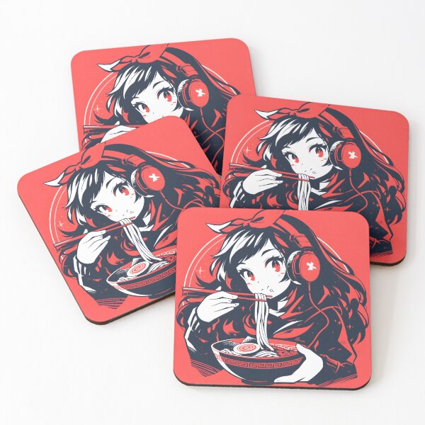Artikelvorschau, Manga Girl With Headphones Eating Noodles entworfen und verkauft von CoolMantras.