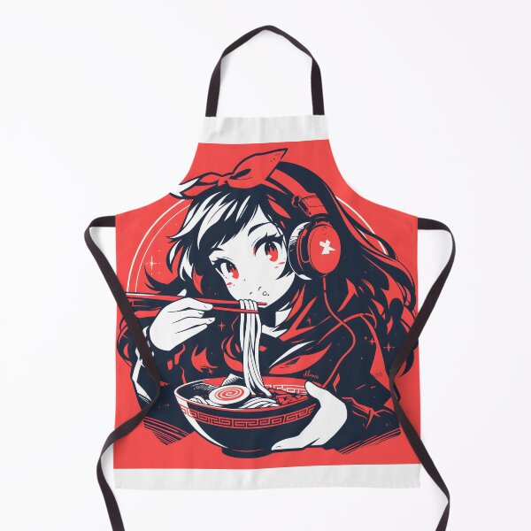 Artikelvorschau, Manga Girl With Headphones Eating Noodles entworfen und verkauft von CoolMantras.