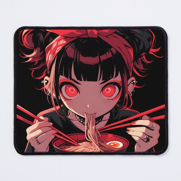 Item preview, Manga Girl Eating Noodles designed and sold by CoolMantras.