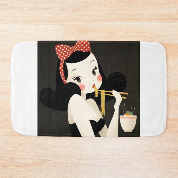 Item preview, Cute Pop Up Girl Eating Noodles designed and sold by CoolMantras.