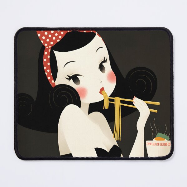 Item preview, Cute Pop Up Girl Eating Noodles designed and sold by CoolMantras.