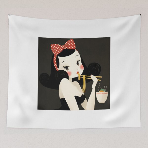 Item preview, Cute Pop Up Girl Eating Noodles designed and sold by CoolMantras.