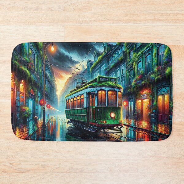 Item preview, Vintage green tram with a moss covered tracks designed and sold by Random Designs.