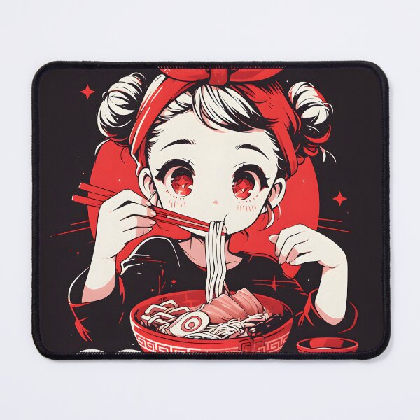 Artikelvorschau, Cute Manga Girl Eating Noodles entworfen und verkauft von CoolMantras.