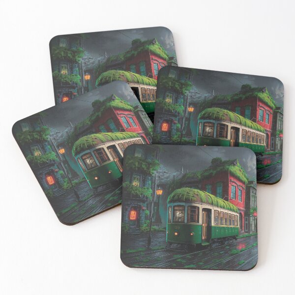 Item preview, A Vintage green tram with a moss covered tracks designed and sold by Random Designs.