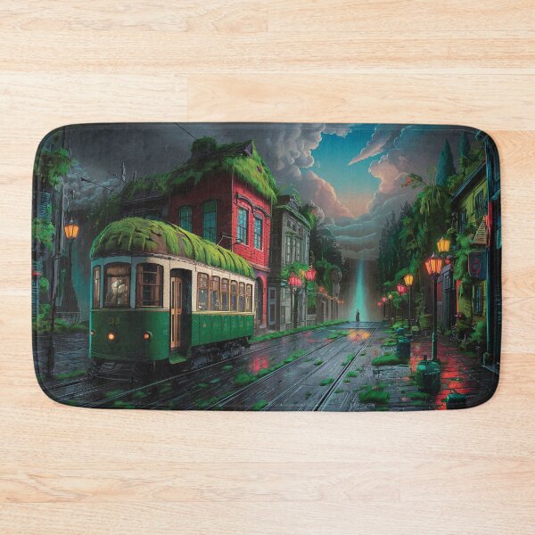 Item preview, A Vintage green tram with a moss covered tracks designed and sold by Random Designs.
