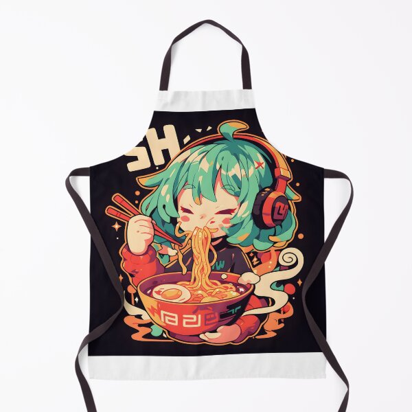 Artikelvorschau, Cute Manga Girl With Headphones Eating Noodles entworfen und verkauft von CoolMantras.