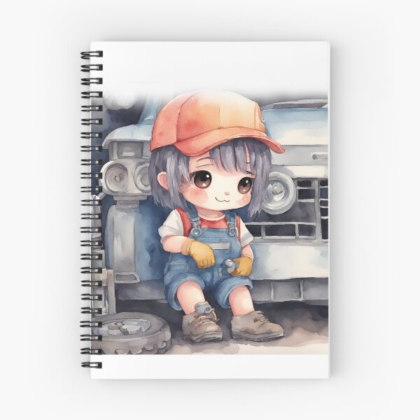 Item preview, woman mechanic,kawaii,watercolor designed and sold by Basiadesign.