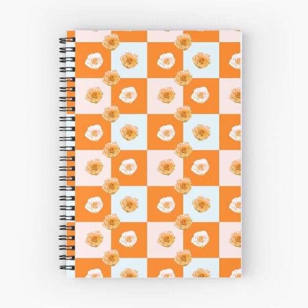 Item preview, Orange and White Checkers with Pink and White Roses - Repeating Pattern designed and sold by Victoria Rose.