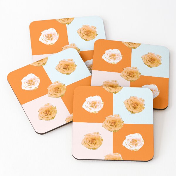 Item preview, Orange and White Checkers with Pink and White Roses - Repeating Pattern designed and sold by Victoria Rose.