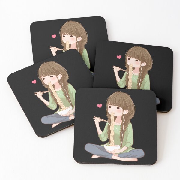 Artikelvorschau, Cute Girl Eating Noodles entworfen und verkauft von CoolMantras.