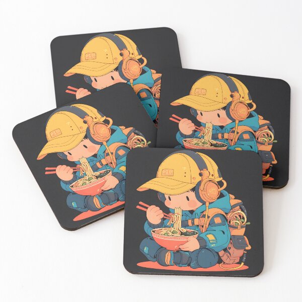 Item preview, Cute Manga Boy Eating Noodles designed and sold by CoolMantras.
