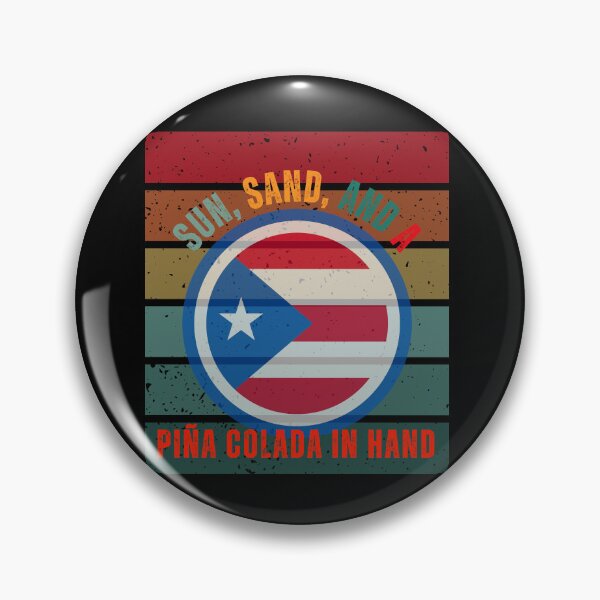 Item preview, Puerto Rico Flag Round Distressed, Sun, Sand And A Pina Colada In Hand designed and sold by Galactic-Panda.