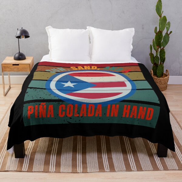 Item preview, Puerto Rico Flag Round Distressed, Sun, Sand And A Pina Colada In Hand designed and sold by Galactic-Panda.