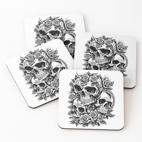 Item preview, Skull with roses skull flowers gothic designed and sold by Frostquest.