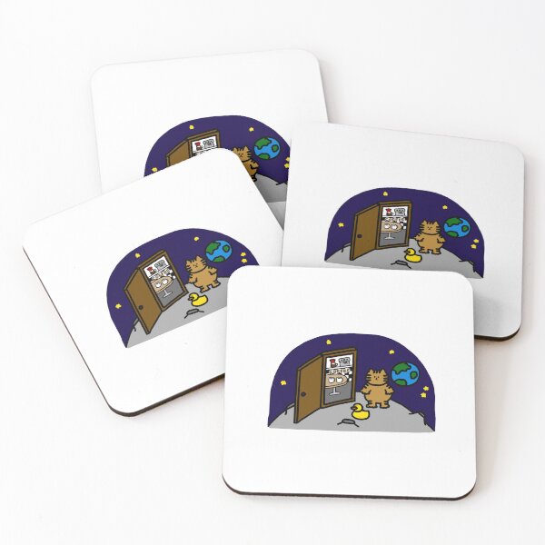 Item preview, a Cat and a Duck traveling from the cafe of the earth to the moon through the door designed and sold by superbaechoo.