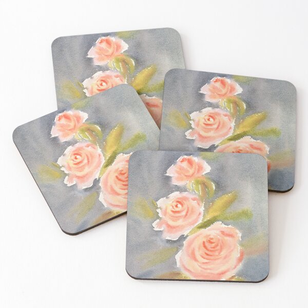 Item preview, Pink Roses on a Gray background - made of the original watercolor painting by Ira Gorky designed and sold by IraGorky.