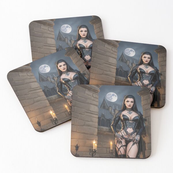 Item preview, Dark vampire beauty in front of a majestic castle under a full moon designed and sold by Frostquest.