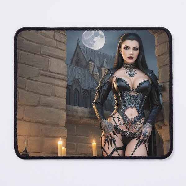 Item preview, Dark vampire beauty in front of a majestic castle under a full moon designed and sold by Frostquest.
