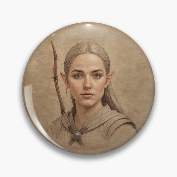 Item preview, Elven archer woman. Fantasy vintage illustration on parchment. designed and sold by twisted-dot.