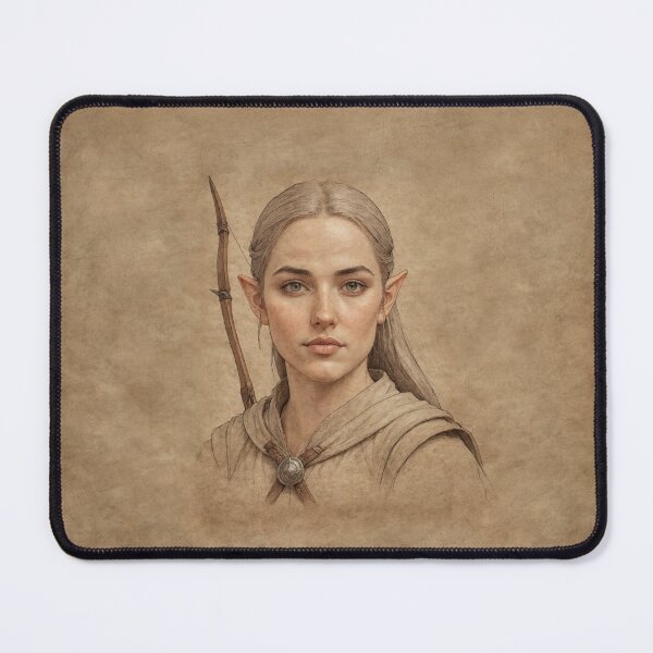 Item preview, Elven archer woman. Fantasy vintage illustration on parchment. designed and sold by twisted-dot.