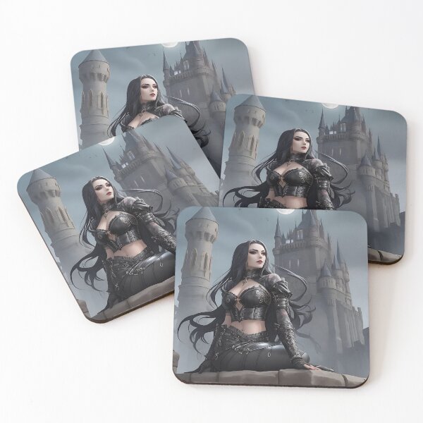 Item preview, Dark vampire beauty in front of a majestic castle under a full moon designed and sold by Frostquest.